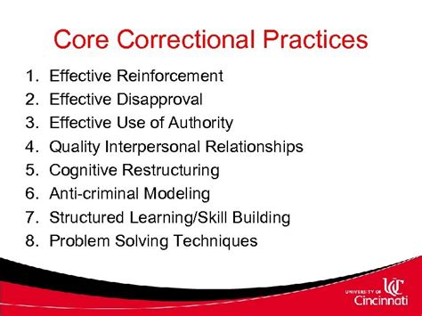 The curriculum offers six graduate-level courses taken hybrid. . 8 core correctional practices skills